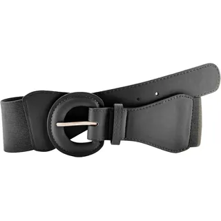 Taillengürtel LASCANA "Stretchgürtel", Damen, Gr. 80, schwarz, Materialmix, Gürtel Taillengürtel, Shaping-Effekt, große Schließe, für Kleid & Overall, Bauchgürtel, Topseller