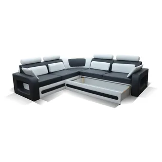Design Sofa Ecksofa Schlafsofa Bettfunktion Couch Leder Polster Textil Sofas Neu - Schwarz