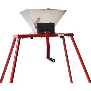 SQUEEZE master 7L Obstmühle mit Ständer, Edelstahl Apfelpresse, 7 Liter Handmühle, Edelstahltrichter, Nylonzähne