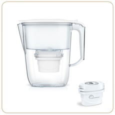 LITTLE BALANCE 8592 Filterkaraffe transparent + 3 Filterkartuschen, reduziert Mikroplastik, Chlor, Kalk und andere Verunreinigungen, 2,5 l, ultraschneller Durchfluss, BPA-freier Kunststoff, weiß