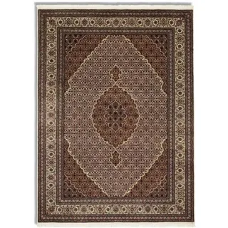 OCI DIE TEPPICHMARKE Orientteppich OCI DIE TEPPICHMARKE "CAVARI MAHI" Gr. 50, beige Creme B:80cm H:5mm L:350cm, Seide, Wolle, Teppiche, Orientteppich, handgeknüpft, mit Fransen, Wolle mit Seide, Wohnzimmer