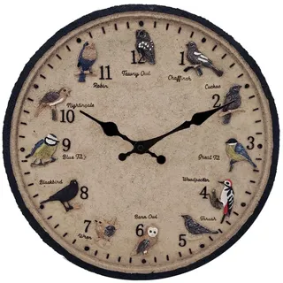 Taodyans Wanduhr für den Außenbereich, 30 cm, wasserdicht, für den Außenbereich, Gartenuhr, dekorative Vogel-Wanduhr für Pool, Zuhause, Küche, Wohnzimmer, Dekoration – Nicht geräuschlos (12 Vögel)