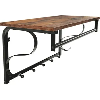 Vasagle Wandgarderobe 5 Haken und Regal 30 cm x 60 cm 31,7 cm Braun-Schwarz
