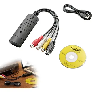 Jetstream USB 2.0 Audio Video Grabber Konverter, VHS Digitalisieren Konverter, Bearbeiten von Video- und Audiosignalen, von VHS-/Hi8-/Mini-DV-Kassetten auf PC, kompatibel mit Windows für PC, DVD