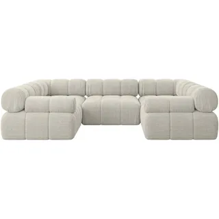 altdecor Eckcouch Cord 6-Sitzer Beige