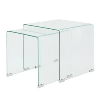 vidaXL Zweiteiliges Satztisch-Set aus gehärtetem Glas Transparent