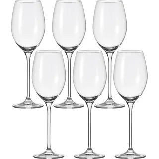 Leonardo Cheers Weißwein-Gläser 6er Set, spülmaschinenfeste Wein-Gläser, Wein-Kelch mit gezogenem Stiel, Weisswein Weingläser Set 400 ml, 081431
