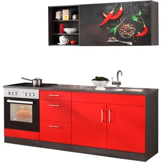kochstation Küchenzeile KS-Paris 210 cm rot