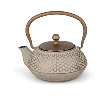 Bredemeijer kleine Asia Gusseisen Teekanne 0,7 Liter - gusseiserne Kanne in warmen Beige-Gold-Ton mit Edelstahl-Teefilter - für alle Teesorten geeignet