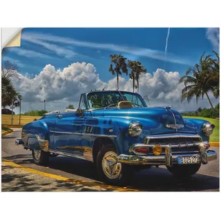 ARTland Wandbild »Havanna Flair«, Auto, (1 St.), als Alubild, Outdoorbild, Leinwandbild, Poster, Wandaufkleber blau