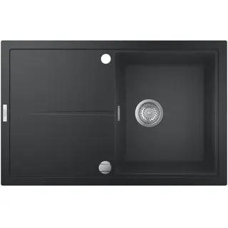 Grohe K400 1 Becken links Einbauspüle granit schwarz Drehknopfventil 780 x 500 mm