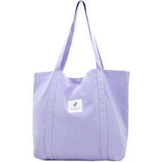 Damen Stofftaschen Tote Tasche Einfarbige Umhängetasche Leicht Große Kapazität Student Shopping Beach Bag lilac