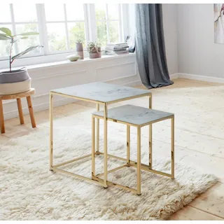 Actona GROUP Satztisch »Alina« Set, 2tlg. Set, 2 Stk. tlg. Sicherheits-Klarglasplatte, weiß