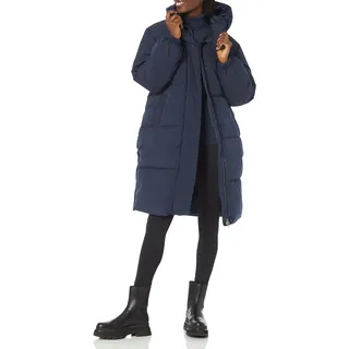 Amazon Essentials Damen Lange Oversize-Daunenjacke mit Kapuze (in Übergröße erhältlich), Marineblau, XL