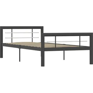 vidaXL Bettgestell Grau und Weiß Metall 90×200 cm - Grau