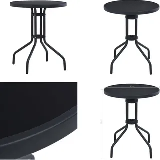 vidaXL Gartentisch Schwarz 60 cm Stahl und Glas - Esstisch - Esstische - Garten-Esstisch - Garten-Esstische - Schwarz