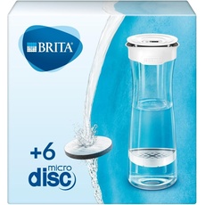 BRITA Weißer Graphit-Filterflasche, reduziert Chlor, Blei und andere organische Verunreinigungen für reineres Leitungswasser, 6 MicroDisc-Filter enthalten