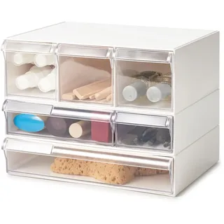 EZOWARE 3-teilige Kosmetikaufbewahrung, 6 Transparent Schubladen Make Up Organizer, Aufbewahrung Behälter, Kosmetikbox für Schminktisch, Kosmetik, Badezimmer, Schreibtisch, Büro