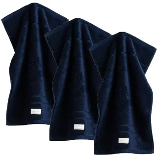 GANT Gästetuch Premium Towel Gästehandtuch 30 x 50 cm blau 3 St.