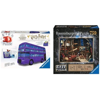 Ravensburger 3D Puzzle Harry Potter Knight Bus - 3D Puzzle für Kinder und Erwachsene mit 216 Teilen, Stiftehalter & EXIT Puzzle Sternwarte, Puzzle Für Erwachsene Und Kinder Ab 12 Jahren, 759 Teile