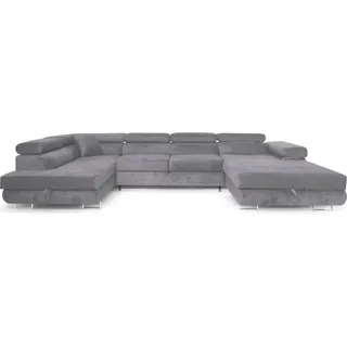 sofiland Ecksofa Aller U XXL-Ecksofa mit Schlaffunktion und zwei Bettkästen in Hellgrau, linke Seite - Hellgrau
