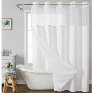 Calefee Duschvorhang Waffelmuster 137x203, Duschvorhang Badewanne Anti Schimmel Waffelgewebe Doppellagig, Duschvorhang Beschwerer Schwer