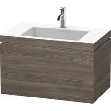 Duravit L-Cube Möbelwaschtisch c-bonded mit Unterbau wandhängend, 80x48 cm, 1 Auszug, ohne Überlauf, 3 Hahnlöcher, Farbe: Pine Terra Dekor