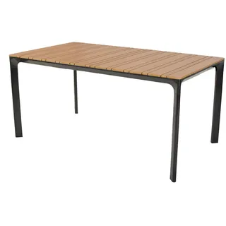 Gardenson Gartentisch , Graphitfarben, Naturfarben , Metall, Kunststoff , rechteckig , Flachrohr , 90x75x156 cm , Gartenmöbel, Gartentische, Gartentische
