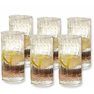 LOBERON Glas 6er Set Padiès, klar | Trinkgläser, Feine Glasgravur, Mundgeblasen, Dezente Längsrillen