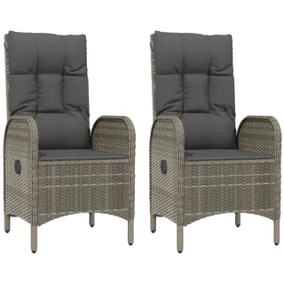 vidaXL Polyrattan Gartenstühle 57 x 62,5 x 109 cm grau 2 St.