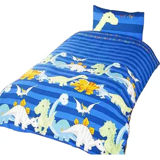 Dinosaur Kinder/Jungen Bettwäsche-Set (Einzelbett) (Blau)