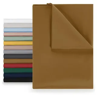 Blumtal Basic Bettlaken 240x275cm - Pflegeleichtes Betttuch aus weichem, gebürstetem Mikrofaser-Gewebe, ohne Gummizug, Pumpkin Spice