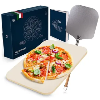 Blumtal Pizzastein Arkelstorp 2er-Set mit Pizzaschieber , Stein , Rechteckig , 38x1x30 cm , Lfgb , Grills, Grillzubehör