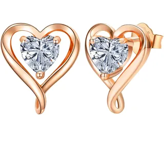 LAVUMO Ohrringe Silber 925 Echt 5A Zirkonia Herz Ohrstecker Geschenke für Frauen Freundin Mama Beste Freundin Mutter Oma zum Geburtstag Valentinstag Weihnachten Schmuck Damen
