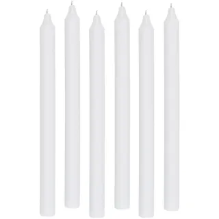 6er Pack Rustikale Stabkerzen H:29 cm Ø:2,2 cm div. Farben Brenndauer 12 Stunden Kerze Advent Weihnachten Geburtstag, Farbe:Weiß