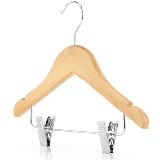 Hangerworld 12 Holz Kinderkleiderbügel 30cm Naturfarben Kinder Kleiderbügel mit Clips