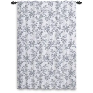 ggaimwf Vintage-Blumenvorhänge für Schlafzimmer Bauernhaus-Vorhänge Graue Blume Landhausstil Gemusterte Vorhänge Stangentasche Shabby Chic Fensterdekoration Wohnzimmer Pergola 107x215cm 1 Stück