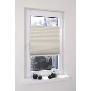 LIEDECO Klemmfix Thermo Plissee verdunkelnd, energiesparend ohne Bohren, verspannt, beige