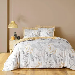 Bettwäsche mit Blättermuster, KIMBERLY, 240 x 220 cm - Grün, Gelb