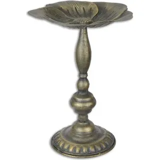 Vogeltränke Vogelbad mit Ständer Aufsteller Eisen Bronzelook H 34 cm