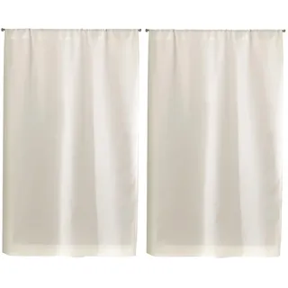 LINDER 0323/15/415 Scheibengardinen, spitz, champagnerfarben, 2 Stück, weiß, 55X120