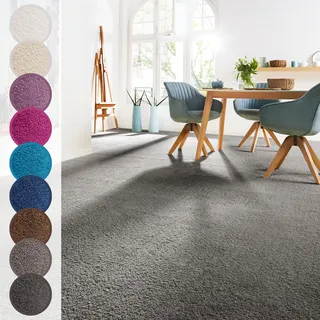 Teppichboden ANDIAMO "Sophie, Frisee-Velours, Gesamthöhe 12 mm, Luxusklasse LC3", grau (dunkelgrau), B:500cm L:700cm, Kunstfaser, Teppiche, Teppichboden, Uni Farben, Breite 400 cm oder 500 cm, strapazierfähig & pflegeleicht