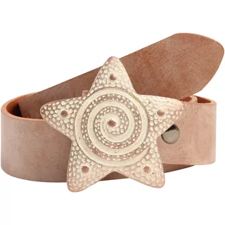 Ledergürtel RETTUNGSRING GÜRTEL, Damen, Gr. 100, beige (natur), Leder, unifarben, Gürtel Ledergürtel, mit austauschbarer Schließe »Seestern Rosé«