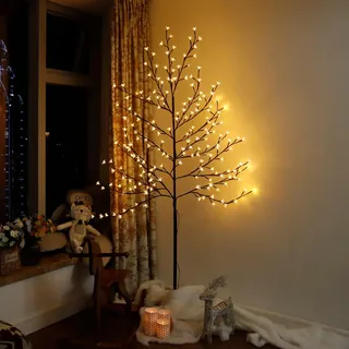 CCLIFE Led Lichterbaum Innen Aussen Weihnachten, Led Baum Innen, Kirschblütenbaum Lichterdeko, Warmweiß, IP44, 180cm, 200LED, CushHom