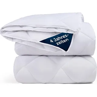 Blumtal 4 Jahreszeiten Bettdecke 200x200 cm - zusammenknöpfbare vier-Jahreszeiten-Bettdecke/4 Jahreszeiten Bettdecke - Sommerdecke - Weiß