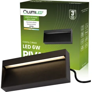 LUMILED Außenwandleuchte 6W Modern 230V 4000 K neutralweiß Wandlampe Außenlampe Wandleuchte Hartglas Aluminium Schwarz IP54 Wasserdicht Outdoor Außen Garten Gartenlampe - Schwarz