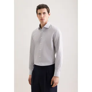 Businesshemd SEIDENSTICKER "Schwarze Rose", Herren, Gr. XS (36), normale Ärmellängen, grau, 100% Baumwolle, gestreift, slim fit, 2-Knopf-Manschette, Hemden Businesshemd, Slim 1/1 Kentkragen Gestreift