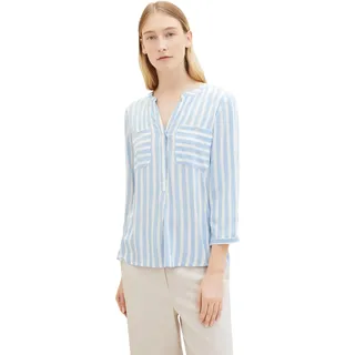 Tom Tailor Bluse Mit 3/4-ärmeln Offwhite Blue Vertical Stripe 44