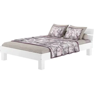Doppelbett Überlänge 140x220 Massivholzbett weiß Futonbett Jugend Zubehör wählbar V-60.86-14-220Wohne Zubehör - Weiß