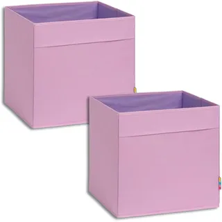 Storanda | 2er Set Aufbewahrungsbox Regal | Faltbare & Extra Stabile Kallax Boxen Aufbewahrung | Aufbewahrungskorb Regalbox für Würfelregal | Ideal für Zuhause & Kinderzimmer | 33x33x33 cm | Flieder